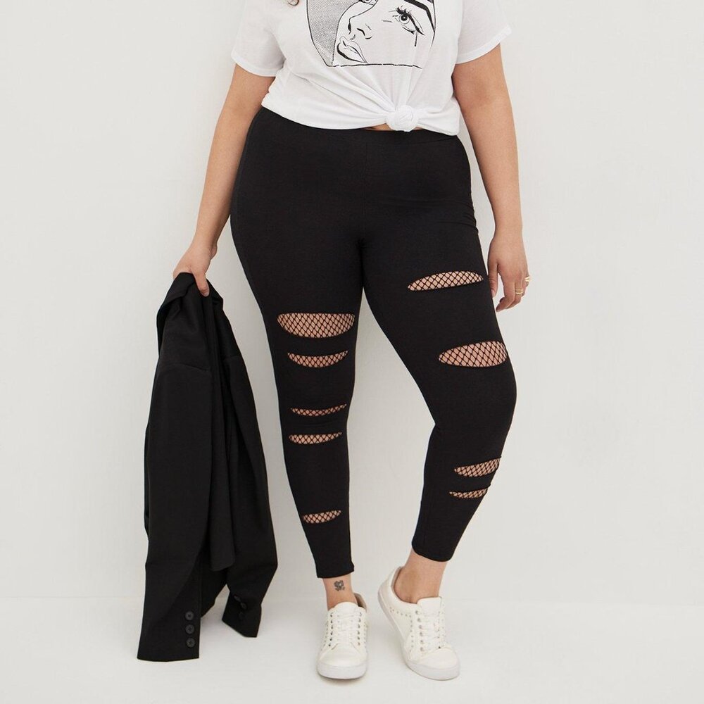 Brand New Black Mesh Cut Leggings